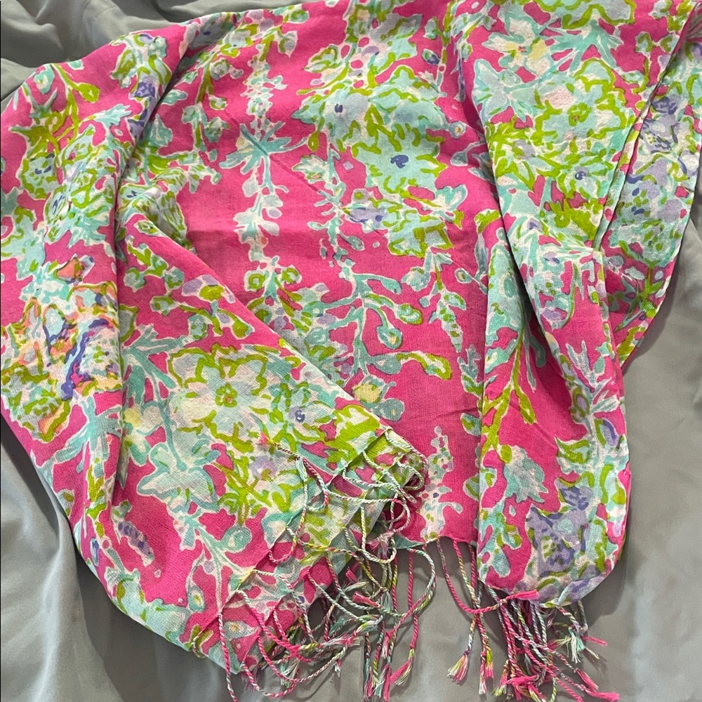 Floral Pink and Green Scarf